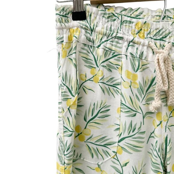 Cali 1850 Tropical Palm Leaf Linen Blend Straight Leg Pants Drawstring Waist XS - Picture 7 of 15